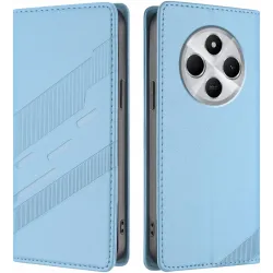 Phonesta Embossed Lines Book Wallet Case hoesje voor Xiaomi Redmi 14C / Xiaomi Poco C75 - Lichtblauw