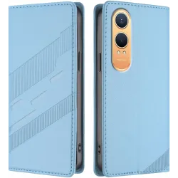 Phonesta Embossed Lines Book Wallet Case hoesje voor OnePlus Nord CE 4 Lite - Lichtblauw