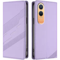 Phonesta Embossed Lines Book Wallet Case hoesje voor OnePlus Nord CE 4 Lite - Paars