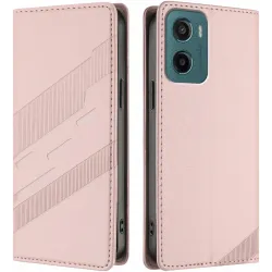 Phonesta Embossed Lines Book Wallet Case hoesje voor Motorola Moto G05 / Moto E15 - Roze