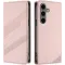 Phonesta Embossed Lines Book Wallet Case hoesje voor Samsung Galaxy S25 Plus - Roze