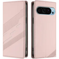 Phonesta Embossed Lines Book Wallet Case hoesje voor Google Pixel 9 / 9 Pro - Roze