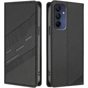 Phonesta Embossed Lines Book Wallet Case hoesje voor Samsung Galaxy A16 - Zwart
