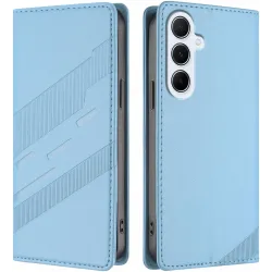 Phonesta Embossed Lines Book Wallet Case hoesje voor Samsung Galaxy A26 - Lichtblauw