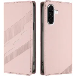 Phonesta Embossed Lines Book Wallet Case hoesje voor Samsung Galaxy A36 - Roze