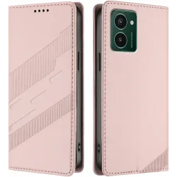 Phonesta Embossed Lines Book Wallet Case hoesje voor HMD Pulse/Pulse Plus/Pulse Pro - Roze