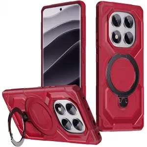 Phonesta IronLock Back Cover hoesje met ring en MagSafe voor Xiaomi Redmi Note 14 Pro 4G/5G/14 Pro Plus / Xiaomi Poco X7 - Rood