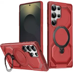Phonesta IronLock Back Cover hoesje met ring en MagSafe voor Samsung Galaxy S25 Ultra - Rood