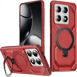Phonesta IronLock Back Cover hoesje met ring en MagSafe voor Xiaomi 14T Pro - Rood