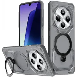 Phonesta IronLock Back Cover hoesje met ring en MagSafe voor Xiaomi Redmi 14C / Xiaomi Poco C75 - Grijs