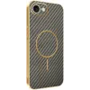 Phonesta Luxury Carbon Fiber Back Cover hoesje met MagSafe voor Apple iPhone 17e/16e - Bruin