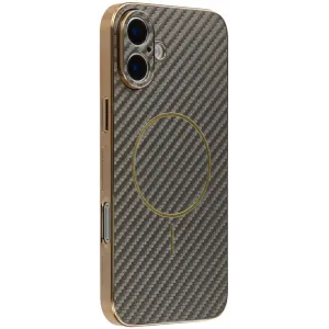 Phonesta Luxury Carbon Fiber Back Cover hoesje met MagSafe voor Apple iPhone 17 - Bruin