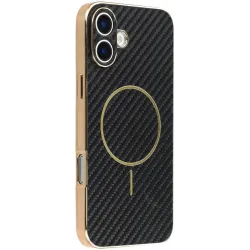 Phonesta Luxury Carbon Fiber Back Cover hoesje met MagSafe voor Apple iPhone 17 - Zwart