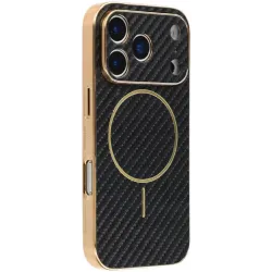 Phonesta Luxury Carbon Fiber Back Cover hoesje met MagSafe voor Apple iPhone 17 Pro - Zwart