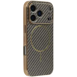 Phonesta Luxury Carbon Fiber Back Cover hoesje met MagSafe voor Apple iPhone 17 Pro Max - Bruin