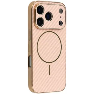 Phonesta Luxury Carbon Fiber Back Cover hoesje met MagSafe voor Apple iPhone 17 Pro Max - Roze