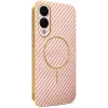 Phonesta Luxury Carbon Fiber Back Cover hoesje met MagSafe voor Samsung Galaxy S25 Edge - Roze 0