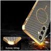 Phonesta Luxury Carbon Fiber Back Cover hoesje met MagSafe voor Samsung Galaxy S25 FE - Bruin 6
