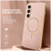 Phonesta Luxury Carbon Fiber Back Cover hoesje met MagSafe voor Samsung Galaxy S25 FE - Roze 1