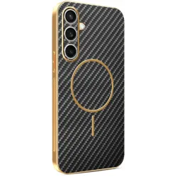 Phonesta Luxury Carbon Fiber Back Cover hoesje met MagSafe voor Samsung Galaxy S25 FE - Zwart