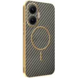 Phonesta Luxury Carbon Fiber Back Cover hoesje met MagSafe voor Xiaomi Poco F7 - Bruin