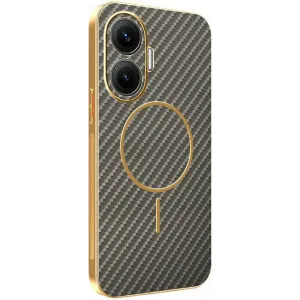 Phonesta Luxury Carbon Fiber Back Cover hoesje met MagSafe voor Xiaomi Poco F7 - Bruin