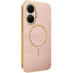 Phonesta Luxury Carbon Fiber Back Cover hoesje met MagSafe voor Xiaomi Poco F7 - Roze