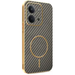 Phonesta Luxury Carbon Fiber Back Cover hoesje met MagSafe voor Xiaomi Redmi 15C / Xiaomi Poco C85 - Bruin