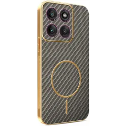 Phonesta Luxury Carbon Fiber Back Cover hoesje met MagSafe voor Motorola Edge 60 Pro - Bruin