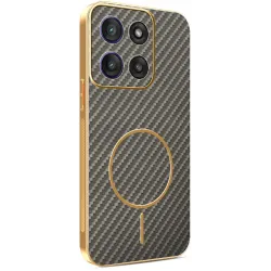 Phonesta Luxury Carbon Fiber Back Cover hoesje met MagSafe voor Motorola Moto G56 - Bruin