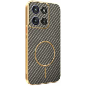 Phonesta Luxury Carbon Fiber Back Cover hoesje met MagSafe voor Motorola Moto G56 - Bruin