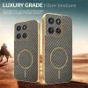 Phonesta Luxury Carbon Fiber Back Cover hoesje met MagSafe voor Motorola Moto G56 - Bruin 4