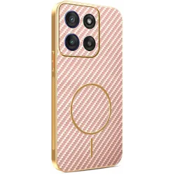 Phonesta Luxury Carbon Fiber Back Cover hoesje met MagSafe voor Motorola Moto G56 - Roze
