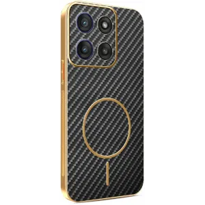 Phonesta Luxury Carbon Fiber Back Cover hoesje met MagSafe voor Motorola Moto G56 - Zwart