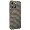 Phonesta Luxury Carbon Fiber Back Cover hoesje met MagSafe voor Motorola Moto G86 - Bruin 0