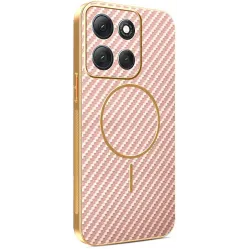 Phonesta Luxury Carbon Fiber Back Cover hoesje met MagSafe voor Motorola Moto G86 Power - Roze