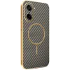 Phonesta Luxury Carbon Fiber Back Cover hoesje met MagSafe voor OnePlus Nord CE5 - Bruin