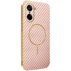 Phonesta Luxury Carbon Fiber Back Cover hoesje met MagSafe voor OnePlus Nord CE5 - Roze