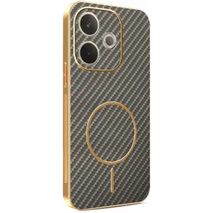 Phonesta Luxury Carbon Fiber Back Cover hoesje met MagSafe voor Oppo A5 Pro - Bruin