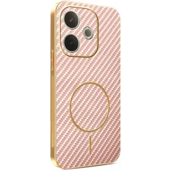 Phonesta Luxury Carbon Fiber Back Cover hoesje met MagSafe voor Oppo A5 Pro - Roze