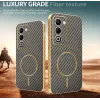 Phonesta Luxury Carbon Fiber Back Cover hoesje met MagSafe voor Oppo A5/A5m - Bruin 3