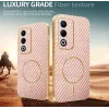 Phonesta Luxury Carbon Fiber Back Cover hoesje met MagSafe voor Oppo A5/A5m - Roze 3