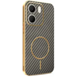 Phonesta Luxury Carbon Fiber Back Cover hoesje met MagSafe voor Oppo A5x - Bruin