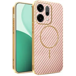Phonesta Luxury Carbon Fiber Back Cover hoesje met MagSafe voor Oppo Reno14 - Roze