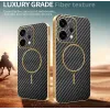 Phonesta Luxury Carbon Fiber Back Cover hoesje met MagSafe voor Oppo Reno14 - Zwart 3