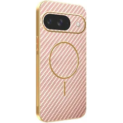 Phonesta Luxury Carbon Fiber Back Cover hoesje met MagSafe voor Google Pixel 10 - Roze