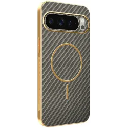 Phonesta Luxury Carbon Fiber Back Cover hoesje met MagSafe voor Google Pixel 10 Pro XL - Bruin