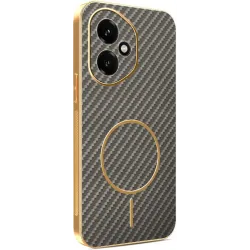 Phonesta Luxury Carbon Fiber Back Cover hoesje met MagSafe voor HONOR 400 - Bruin