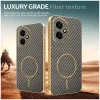 Phonesta Luxury Carbon Fiber Back Cover hoesje met MagSafe voor HONOR 400 - Bruin 3