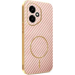 Phonesta Luxury Carbon Fiber Back Cover hoesje met MagSafe voor HONOR 400 - Roze
